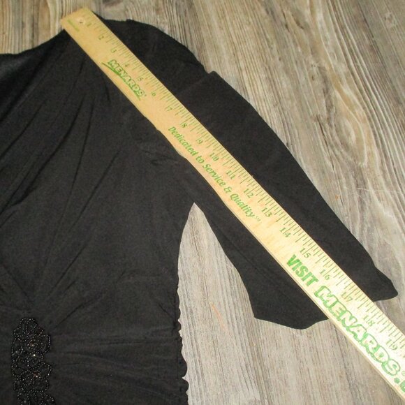 Collection Dressbarn Formal Dress Size 14 Black V Front Beads Back Zipper Party - Picture 10 of 14